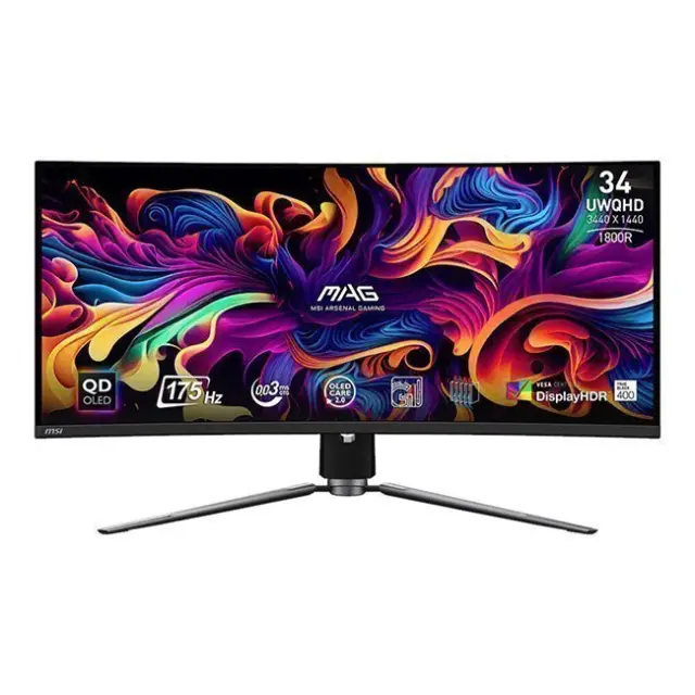 MSI Mag 341CQP QD-OLED Ultrawide QD-OLED HDR Curved Gaming Monitor 34" QHD 3440x1440 175Hz με Χρόνο Απόκρισης 0.03ms GTG