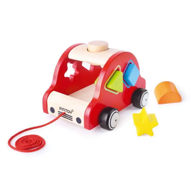 Pin Toys Ξύλινη Τρεχαλίτσα ταξινόμησης 'Αυτοκινητάκι' με τουβλάκια από 12+ μηνών 802821 2