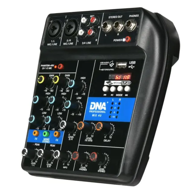 DNA MIX 4U audio mixer USB MP3 Bluetooth analog 4 channels 2