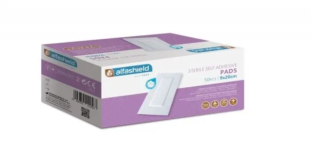 ALFASHIELD 9cmX20cm, Αποστειρωμένο Υποαλλεργικό Αυτοκόλλητο Επίθεμα, 50τμχ