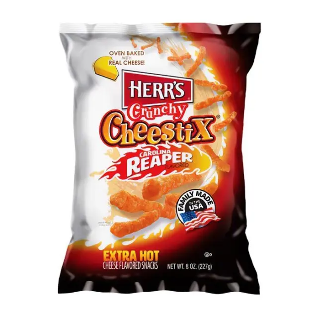 Herr's Crunchy Cheestix Carolina Reaper Flavored 227gr (Aνάλωση κατά προτίμηση πριν από 07/12/26)