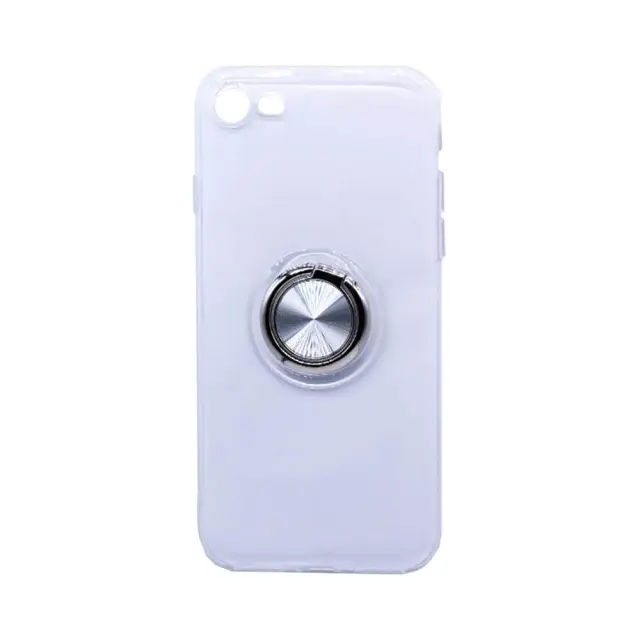 Θήκη Σιλικόνης Finger Ring Silicone Case Για Apple iPhone 7 / 8 / SE 2020 / SE 2022 Διάφανη Με Ασημί Δαχτυλίδι