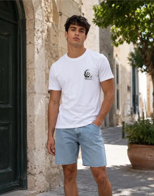 T-shirt Noshame® Λευκό με τύπωμα Bird - 152685 - XXL