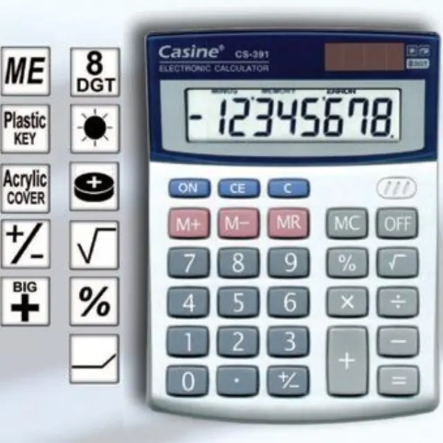 Αριθμομηχανή Casine 8 ψηφίων 14x10cm CS-391
