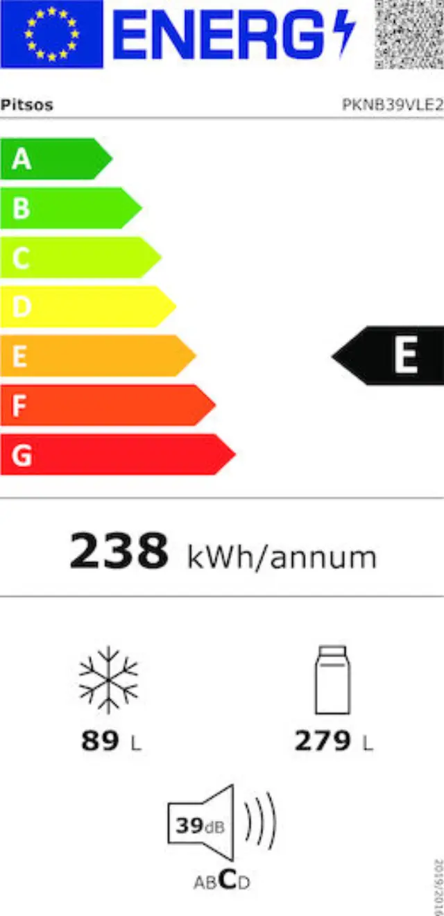 Pitsos PKNB39VLE2 Ψυγειοκαταψύκτης 368lt NoFrost Inox Υ203xΠ60xΒ66εκ. 2