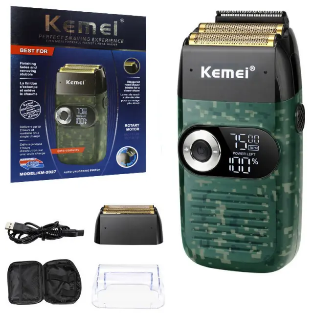 Kemei KM-2027 Ξυριστική Μηχανή Προσώπου / Σώματος Επαναφορτιζόμενη 2
