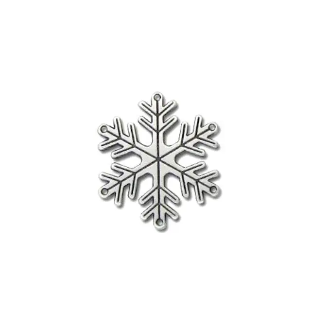 Μεταλλικό Γούρι Χιονονιφάδα 25mm - 999° Silver Antique Plated - 3τεμ