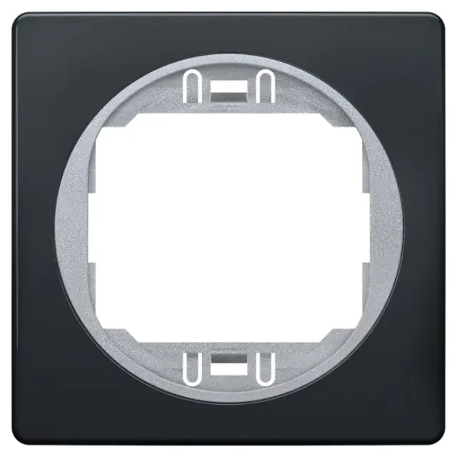 EON E6801.S1E One-gang frame 80x80, antic silver with black holder 15.005.0166