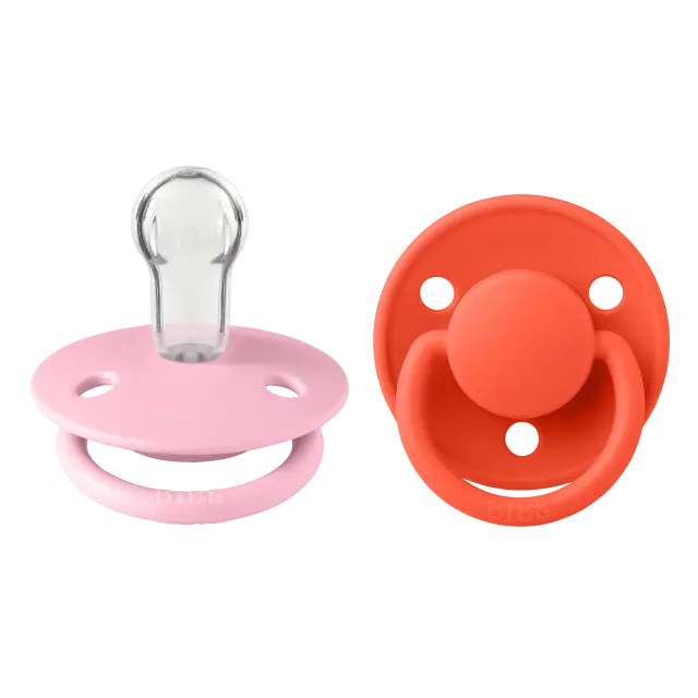 BIBS ΣΕΤ ΠΙΠΙΛΕΣ 2ΤΜΧ – DE LUX – BABY PINK/TANGO – ΣΤΡΟΓΓΥΛΗ/ΣΙΛΙΚΟΝΗ ONESIZE 2