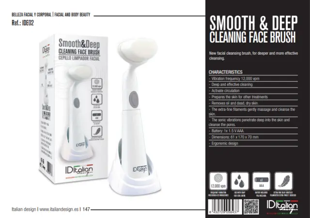 ID Italian Smooth & Deep Cleaning Face Brush (Βούρτσα για βαθύ καθαρισμό προσώπου) 2