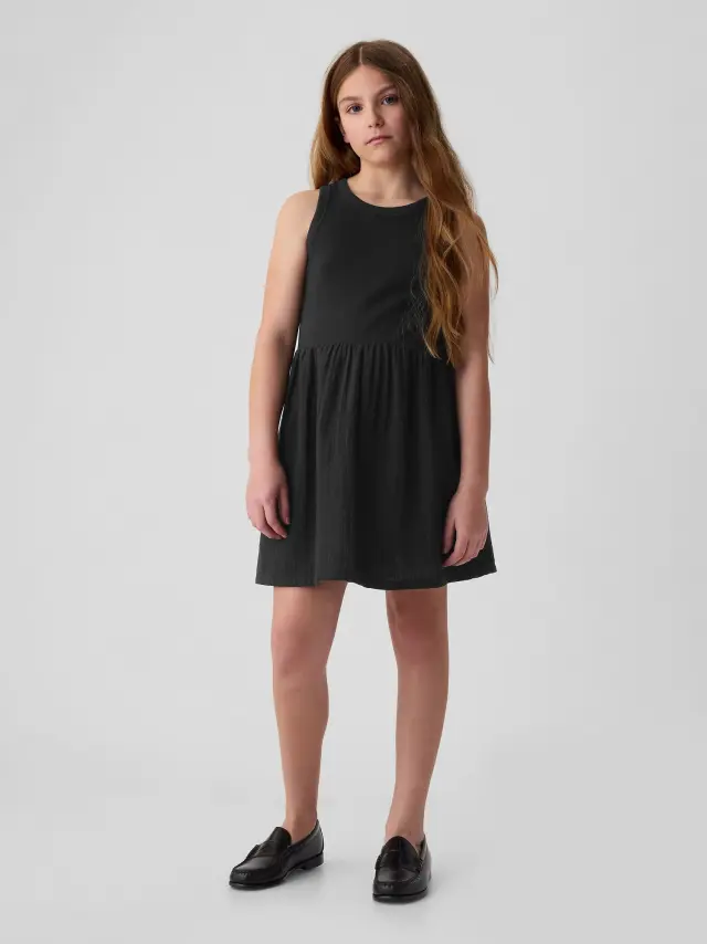 Multi Παιδικό Crinkle Gauze Αμάνικο Φόρεμα Black