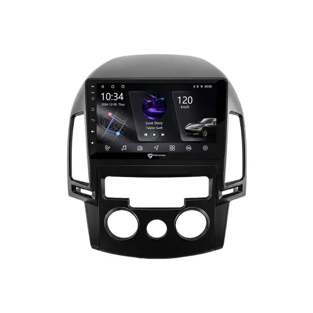 VenCore Οθόνη Multimedia Android 15 9" PX5S Octa-Core 2GB/32GB IPS με Πρόσοψη, CarPlay, Android Auto και Υποστήριξη Κάμερας 360° για Hyundai i30 2007-2012 – Μαύρη (3236-10005-0799B) 2