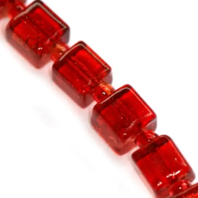 Χάντρα Crackle Cube Rasberry 6mm ~102τεμ.