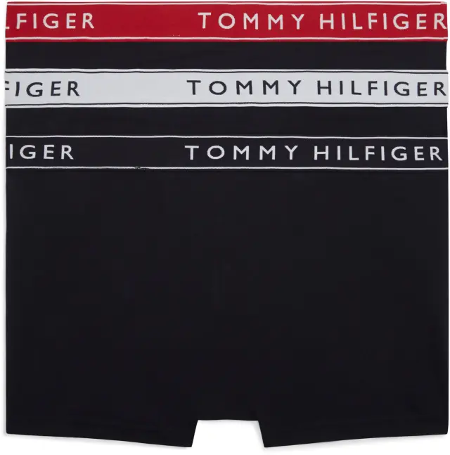 Tommy Hilfiger Ανδρικό Boxer Essential Logo Waistband Trunks - Τριπλό Πακέτο, Χρώμα Nb-White-Medium Red-Navy Blue 2