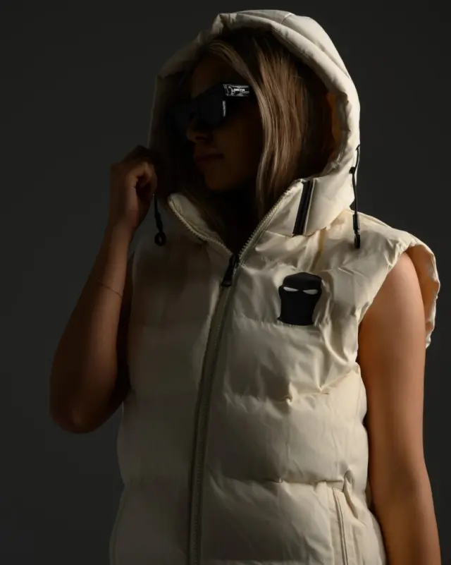 Ghetto Puffer Vest with Off-white Mask Logo | Streetwear Unisex 3