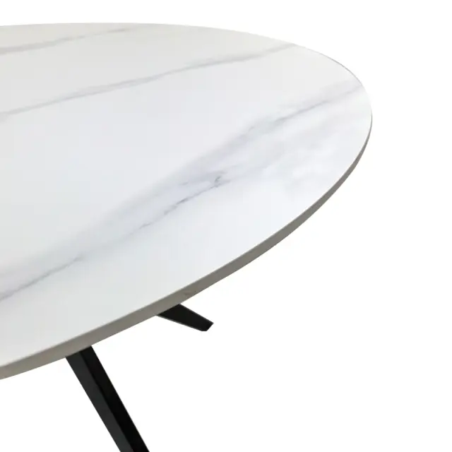 Τραπέζι Orbital pakoworld sintered stone λευκή ματ όψη μαρμάρου με μαύρο μεταλλικό πόδι Φ100x76εκ 3