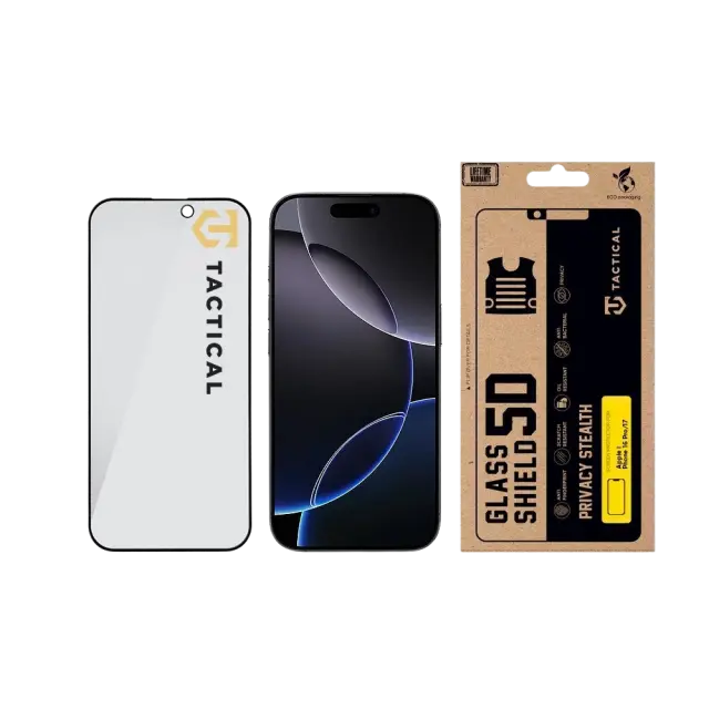 Tactical Glass Shield Privacy Stealth 5D for Apple iPhone 16 Pro/17 Black 3