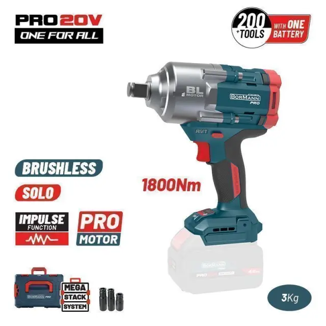 Bormann Pro BBP5456CA - Μπουλονόκλειδο Compact, Brushless Μπαταρίας 20V, Li-Ion, 1800Nm, 0-1800rpm (085188)