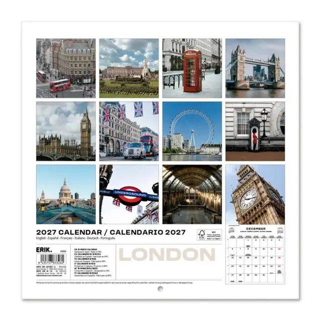 HMEΡΟΛΟΓΙΟ ΤΟΙΧΟΥ LONDON 2027 30X30 CALENDAR CP27073 2