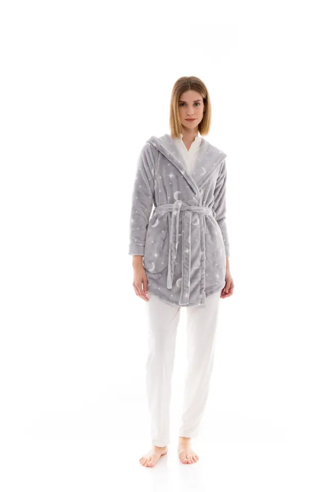 W1488 - Grey - ROBE HOOD FLEECE NIGHT SKY 3
