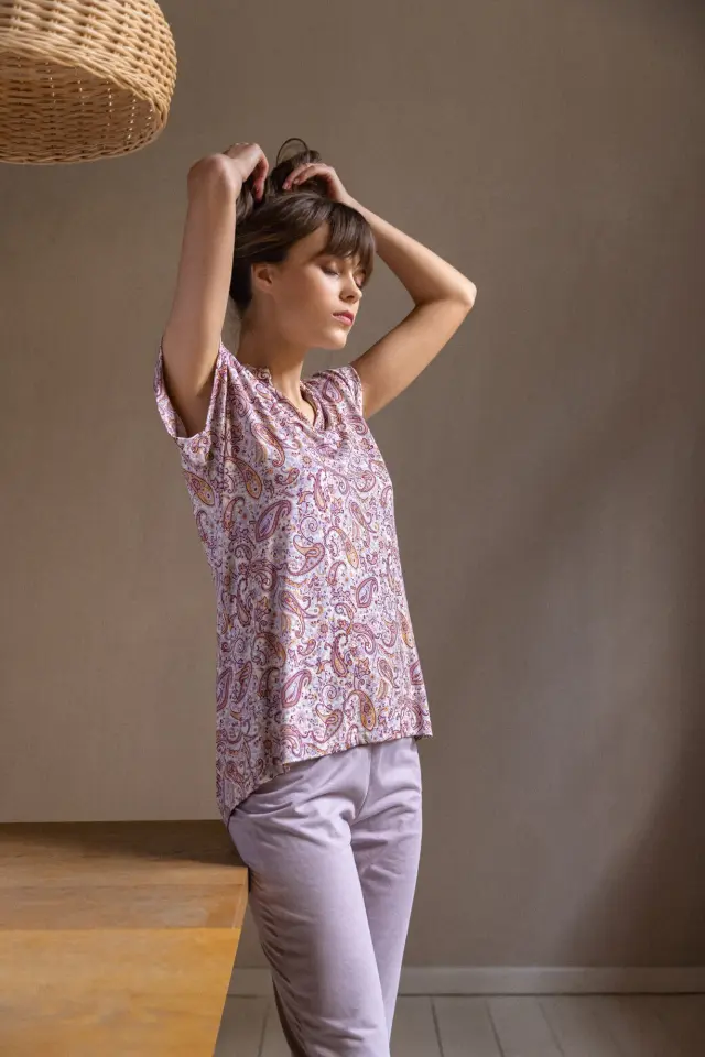 S1243 - Type - PYJAMA CAPRI VIOLETE PAISLEY - M 2