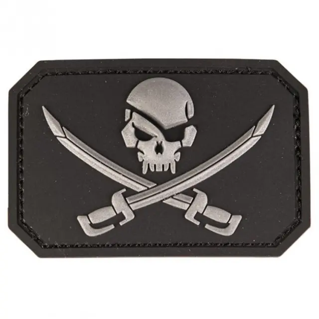 Mil-Tec Patch 3D Skull W Swords PVC With Velcro Black-Σήμα Κρανίο με Ξίφη Μαύρο - 01-Black-Μαύρο