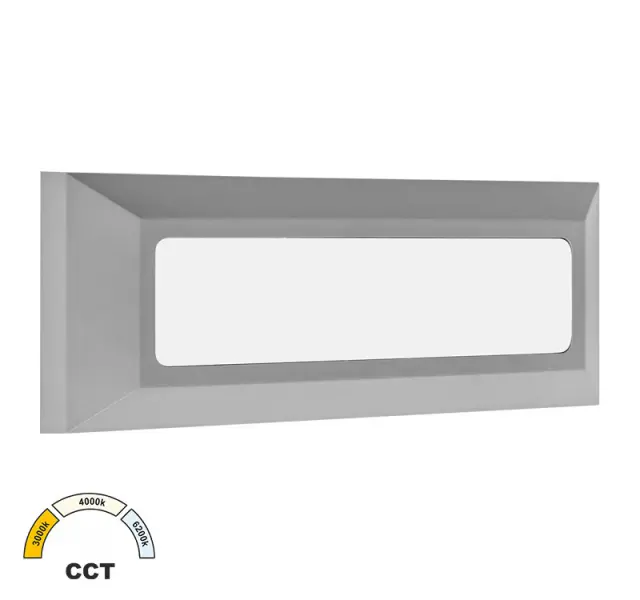 LED ΦΩΤΙΣΤΙΚΟ PC ΕΠΙΤΟΙΧΟ ΟΡΘΟΓΩΝΙΟ 4W CCT IP65 ΓΚΡΙ