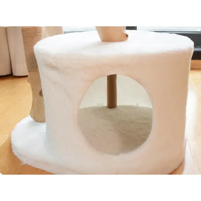 Γατόδεντρο Premium Από Φυσικό Ξύλο & Ψάθα 60x49x119cm 3