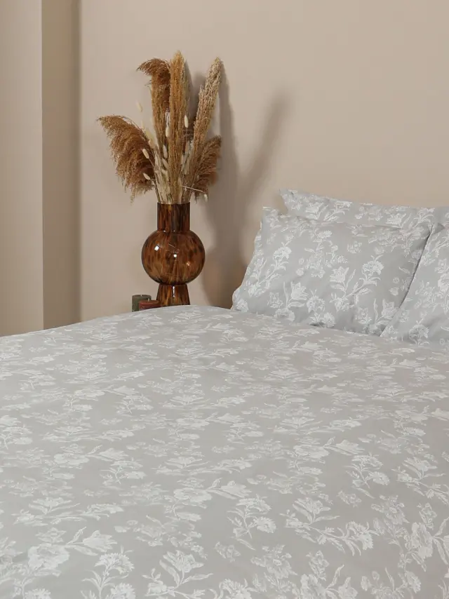 Σετ Σεντόνια Menta Εμπριμέ 340 Grey Υπέρδιπλο (235x250) Sunshine