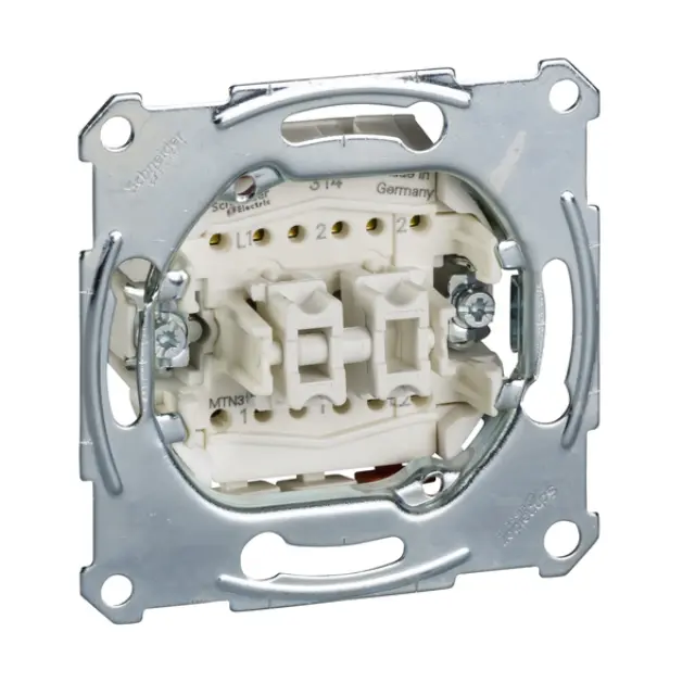Double pbutton insrt two-way 1 pole, flush-mntd, 10 A, AC 250 V, screwl. term.