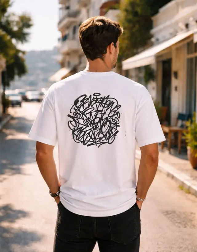 T-shirt Noshame® Oversized Λευκό με τύπωμα - 152643 - XXL