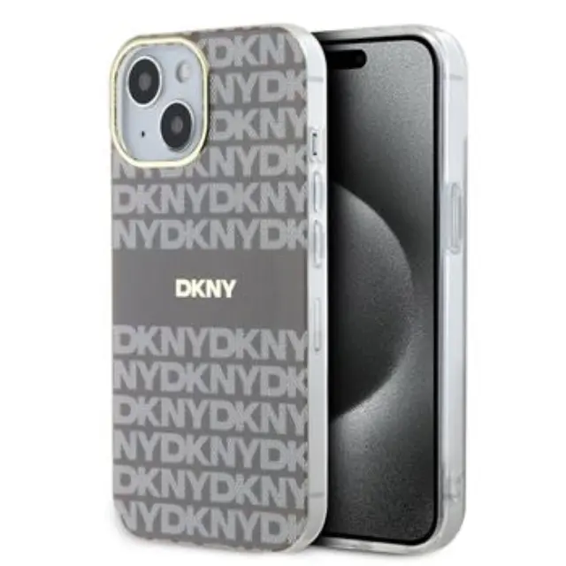 DKNY PC/TPU Repeat Pattern Tonal Stripe Magsafe Case for iPhone 14 Beige