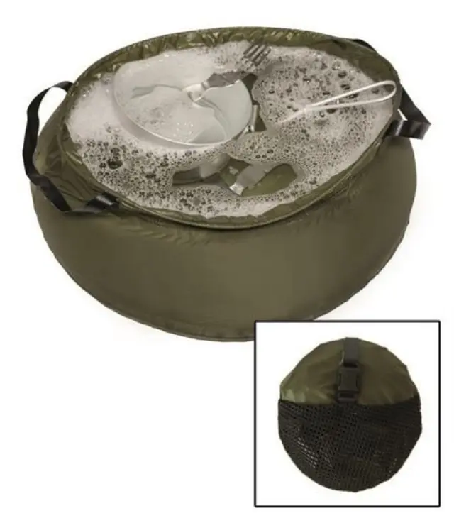 Mil-Tec Washing Container Nylon R/S Foldable 10L Olive-Δοχείο Νερού Πλύσης 10 Λίτρων Χακί - 06-Χακί-Olive Green