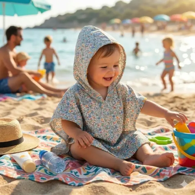 Walking Mum: Πόντσο Πετσέτα Microfiber SPF 50+ Flowers 9-24 μηνών - 9 - 24 μηνών