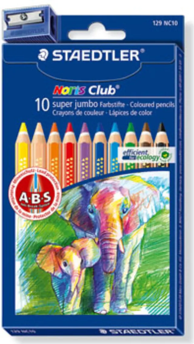 Staedtler Ξυλομπογιές Χρωματιστές Jumbo 10 Χρώματα + Ξύστρα