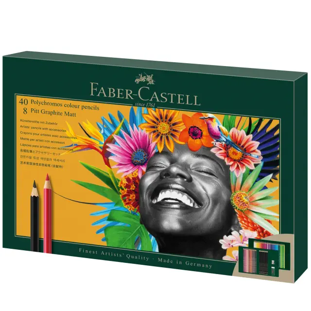 FABER CASTELL Polychromos & Graphite matte Μεταλλική Κασετίνα δώρου 50 τεμαχίων