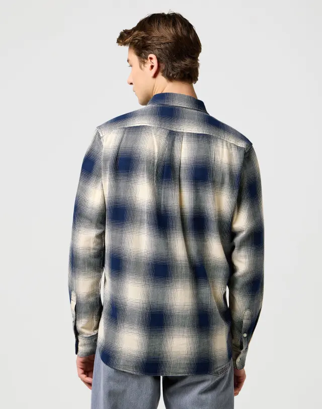 Wrangler Ανδρικό Πουκάμισο Καρό 112371651 – Dusty Blue - S 2