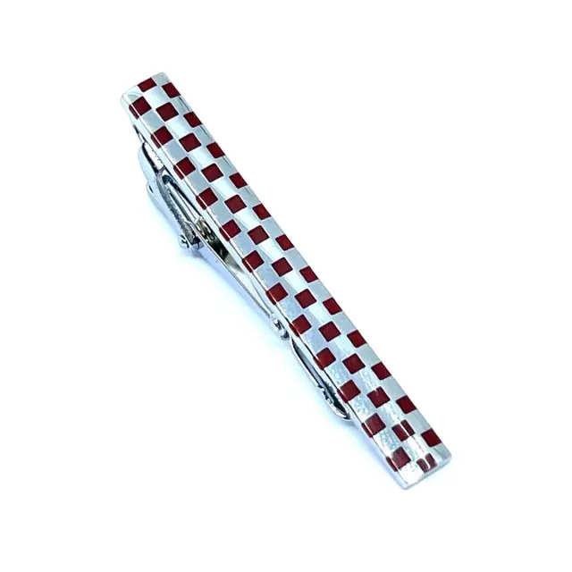 Ασημί Μπορντό Κλιπ Γραβάτας 5,5 cm με Σμάλτο – LGTC/5.5-06