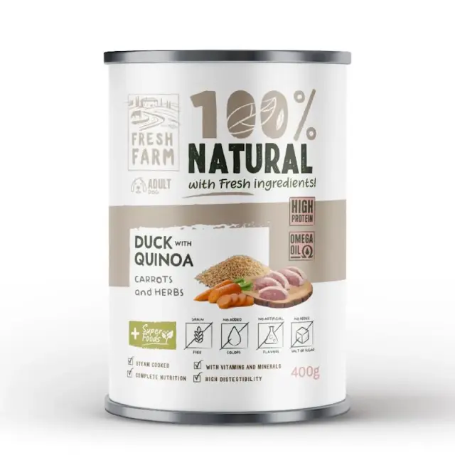 Fresh Farm 100% Natural Dog Adult Πάπια Με Κινόα 400gr Μονόχρωμο