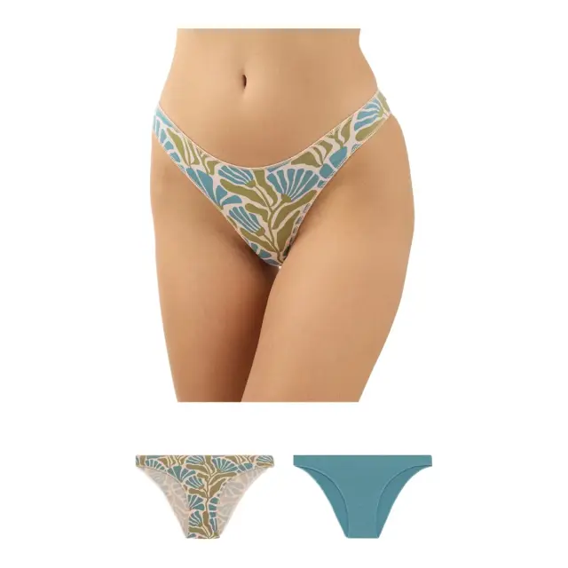 Minerva Γυναικείο Slip Rio Modal Fimelle - Διπλό Πακέτο, Χρώμα Petrol-Aqua Khaki