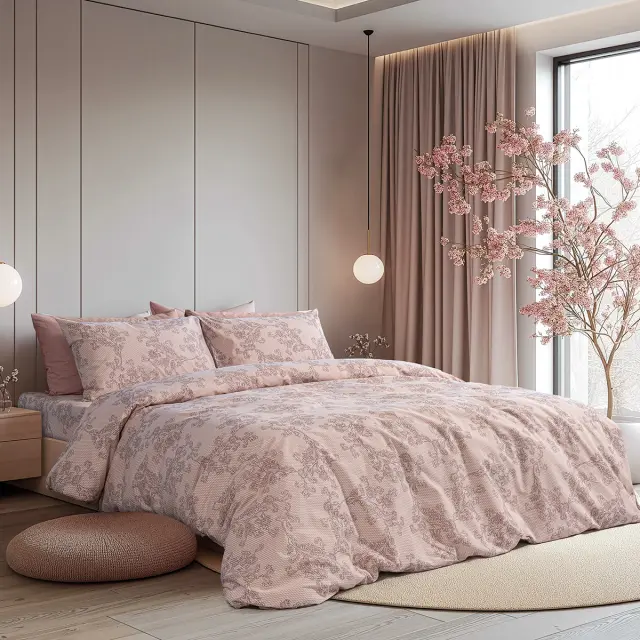 Beauty Home Σετ σεντόνια μονά με λάστιχο Moments Art 12569 110x200+30 Σάπιο Μήλο