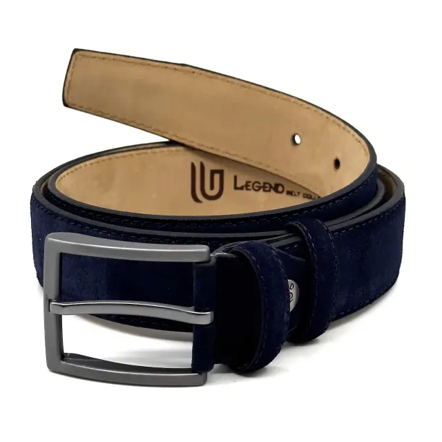 Μπλε Δερμάτινη Ζώνη Nubuck Suede 3,5 cm - 135cm 3