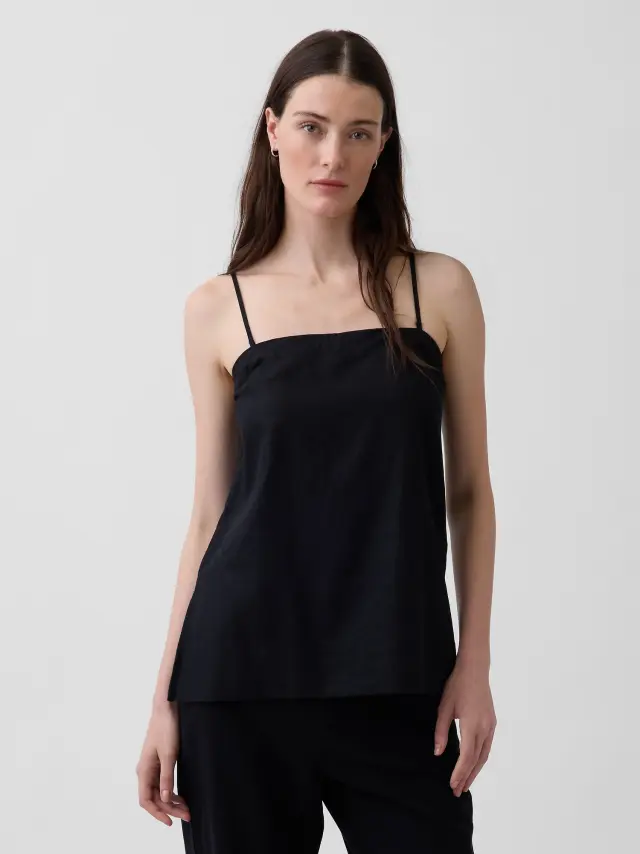 Αμάνικο Τοπ από Μείγμα Λινού Black