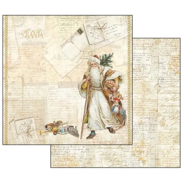Χαρτί Scrapbooking Stamperia Διπλής Όψης - Christmas Santa Claus - 31x30cm