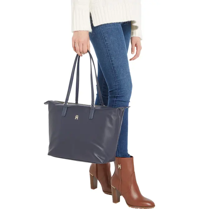 Τσάντα Ώμου Tommy Hilfiger Poppy Plus Tote AW0AW15856-DW6 Σκούρο Μπλε - Single Size 2