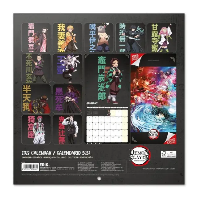 HMEΡΟΛΟΓΙΟ ΤΟΙΧΟΥ DEMON SLAYER SWORDSMITH VILLAGE 2027 30X30 CALENDAR CP27035 2