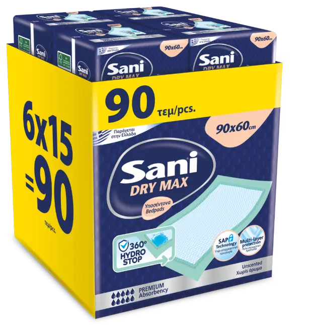 Υποσέντονα Sani PREMIUM DRYMAX χωρίς άρωμα 90x60 90τεμ