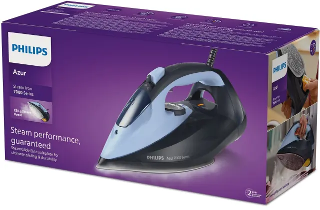 Philips DST7041/20 Σίδερο Ατμού 2800W με Αντικολλητική Πλάκα και Συνεχόμενη Παροχή 50gr/min Light/Dark Blue 2