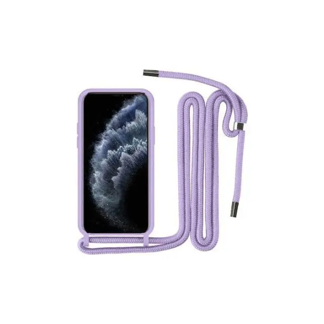Θήκη Σιλικόνης Candy Color TPU με Κορδόνι για iPhone 12 / 12 Pro – VIOLET