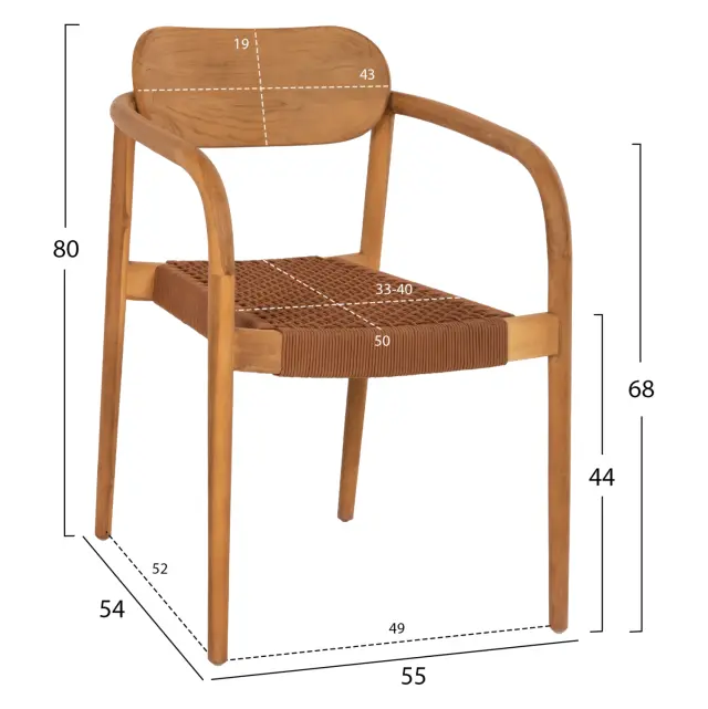 ΠΟΛΥΘΡΟΝΑ FB99636.01 ΞΥΛΟ TEAK ΦΥΣΙΚΟ & ΚΑΦΕ ΣΧΟΙΝΙ 55x54x80Y εκ. 2